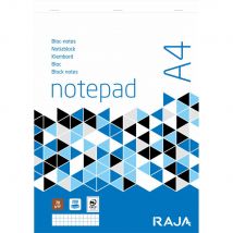 Bloc-notes A4 Raja - 21 x 29,7 cm - 200 pages non perforées - 70 g/m² - petits carreaux 5 x 5 mm - Lot de 5