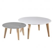 Table basse ronde Alma - Lot de 2 tables - Blanc , Taupe