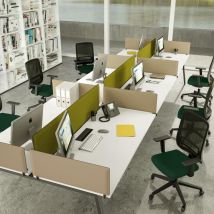 Panneau Écran Frontal Acoustique Moody Pour Bureau Bench - 400 X 1600 Mm - Tissu Bleu - Fixations Blanches