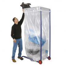 Support sac poubelle mobile grand volume réglable 1000, 1500 et 2500L - Bleu