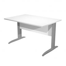 Bureau droit Pulse Métal - L120 x P80 cm - Plateau Blanc - Pieds métal Anthracite