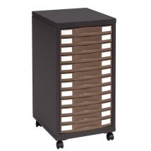 Desserte Eska - 12 tiroirs - métal - corps anthracite - tiroirs taupe