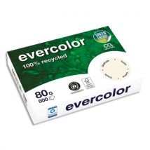 Papier couleur recyclé Evercolor - coloris ivoire - 80 g - A4 - Ramette Papier de 500 feuilles - Lot de 5