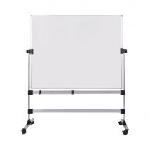 Tableau Blanc Émaillé Mobile Double Face Pivotant Bi-office Earth - Surface Magnétique - Cadre Aluminium - L.150 X H.120 Cm