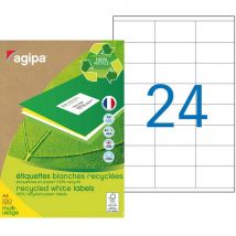 Etiquettes adresses recyclées blanches Apli - 70 x 35 mm - 100 feuilles A4 - 2400 étiquettes par boîte