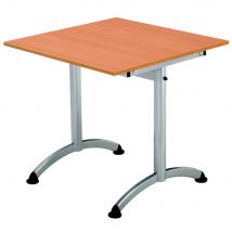 Table Cafeteria - L 120 x P 80 cm - plateau hêtre - piétement aluminium