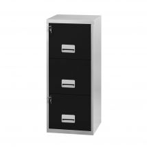 Classeur Horizon - 3 tiroirs - métal - corps aluminium - façades noir