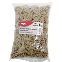 Elastique 40 X 1,5 Mm Sign En Caoutchouc Blond De Qualité Supérieure- Sachet De 1 Kg