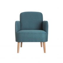 Fauteuil d'accueil Brooks - pieds hêtre - tissu bleu