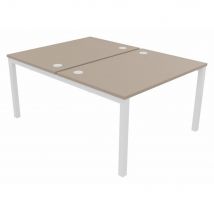 Bureau bench 2 postes Osmose départ L120 x P163 cm Plateaux Argile Pieds métal Blanc