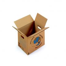 Caisse de déménagement RAJA en carton brun simple cannelure avec poignées - L.int.35 cmx l.27,5 x H.30 cm - Lot de 20