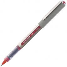 Stylo roller - Eye UB-157 - pointe fine - corps en polypropylène argenté - encre rouge - Lot de 2