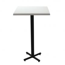 Table mange-debout Brown H115cm plateau carré 70cm Blanc - Pied central Noir