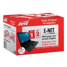 Boite de 25 lingettes Jelt humides/seches E-NET pour écran a cristaux liquides et portable