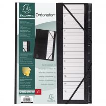 Trieur 12 compartiments couverture rigide plastifiée à élastique onglets en plastique