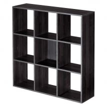 Module bibliothèque multicases classique - 9 cases - noir