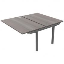 Bureau bench 2 postes Osmose suivant L140 x P163 cm Plateaux Cèdre Pieds métal Aluminium