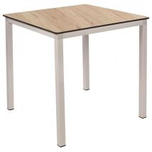 Table carrée Romy - 70 x 70 cm - usage extérieur - empilable - chêne - pieds blanc