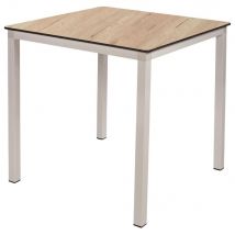 Table carrée Romy - 70 x 70 cm - usage extérieur - empilable - chêne - pieds blanc