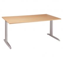 Bureau droit Tempo - L 120 x P 80 cm - plateau hêtre - pieds L aluminium