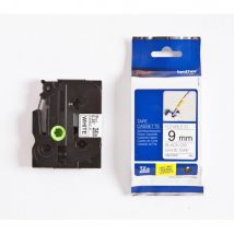 Cassette à ruban Brother pour étiqueteuse TZe-FX211 - Noir sur blanc, 9 mm de large