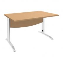 Bureau droit Impact métal - L 120 x P 80 cm - plateau hêtre - pieds L blancs