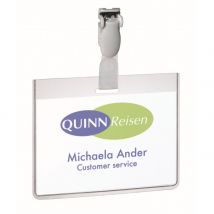 Badge fermé à clip Durable - 60 x 90 mm - Transparent (paquet 25 unités)
