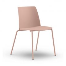 Chaise De Réunion & Visiteur Mila Polypropylène Piètement Métal - Rose - Lot De 4