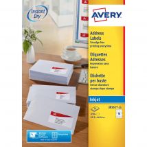 Etiquettes jet d'encre Avery J8161 - 25 planches - 63,5 x 46,6 mm - blanc - boîte de 450 étiquettes