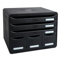 Module Exacompta Store-Box - 6 tiroirs - en PS - 3 formats - A4+ - 3 rangements - L35,5 x H27,1 x P27 cm - noir
