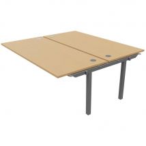 Bureau bench 2 postes Osmose suivant L180 x P163 cm Plateaux Hêtre Pieds métal Aluminium