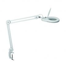 Lampe loupe à LED Maul Viso - orientable à 360° - avec pince - blanc