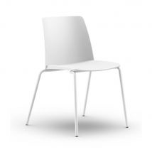 Chaise de réunion & visiteur Mila polypropylène piètement métal - Blanc - Lot de 4