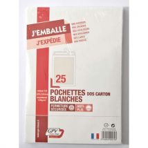 Pochettes vélin blanc GPV - auto-adhesives - dos carton - format C4 - 120g - boîte de 25