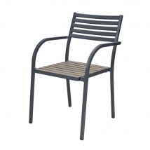 Chaise d'extérieur Gaïa avec accoudoirs - Aluminium laqué - Anthracite - Lot de 4