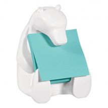 Dévidoir Post-It Z-Notes - forme ours polaire - avec 1 bloc Z-Notes - 90 feuilles - 76x76 mm - bleu océan