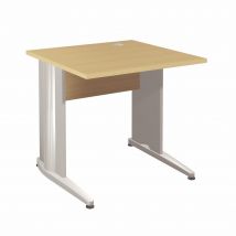 Bureau droit Impact - L 80 x P 80 cm - plateau hêtre - pieds L aluminium