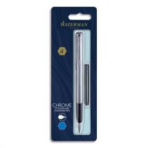 Stylo plume Waterman GRADUATE chromé + 1 cartouche longue bleue