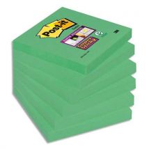 Notes Post-it Super Sticky - format 76 x 76 mm - coloris vert olive - 90 feuilles - lot de 6 blocs