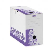 Boîte archives RAJA - montage automatique en carton dos 15 cm - Blanc / Violet - Lot de 20