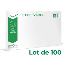 Enveloppes pré-timbrées LA POSTE - Lettre verte -J+3 - 162 x 229 mm - 50 g -Soumis à conditions - Lot de 100