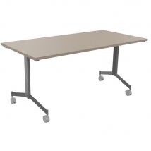 Table basculante à roulettes L160 x P80 cm - Plateau Argile pieds Aluminium