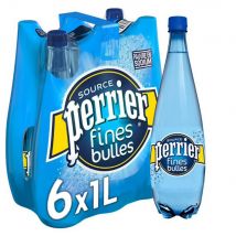 Eau minérale naturelle gazeuse Perrier - bouteille 1 L - lot 6 bouteilles