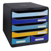 Module de classement Exacompta Big Box Bee Blue à la française - 6 tiroirs A4+ - Couleurs assorties