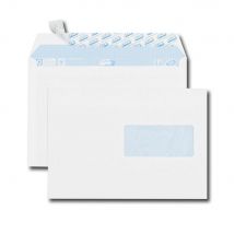 Enveloppe blanche C5 GPV 162 x 229 mm 80g fenêtre 45 x 100 mm - autocollante bande protectrice - Lot de 50