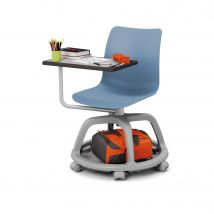 Chaise coque de formation Mélodie sur roulettes avec tablette écritoire - Polypropylène Bleu