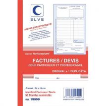 Manifold entrepreneur autocopiant factures / devis - 210 x 140 mm - 50 feuillets dupli