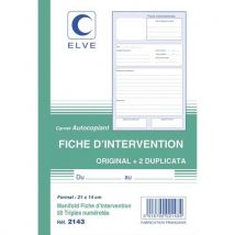 Manifold entrepreneur autocopiant fichier d'intervention - 210 x 140 mm - 50 feuillets tripli