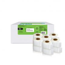 Étiquettes d'adresse Dymo Labelwriter grand format -25 x 54 mm - Impression Noir sur fond Blanc - Modèle 2177563 - Pack économique de 12 rouleaux de 