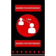Tapis d'accueil Gardez vos distances Paperflow - sécurité contre la Covid-19 - 90 x 150 cm - noir